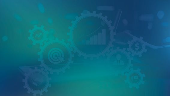 Grafik von Zahnrädern,  blau eingefärbt