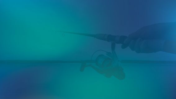 Foto einer Angel, blau eingefärbt