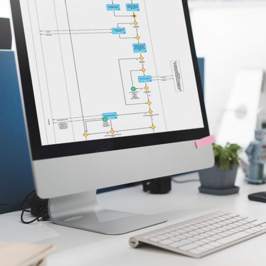 Computerbildschirm auf dem ein Prozessmanagementtool läuft
