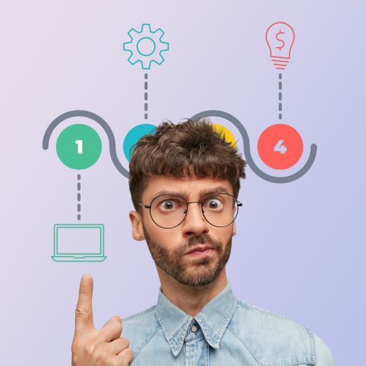 Porträt junger Mann mit Brille, der fragend schaut